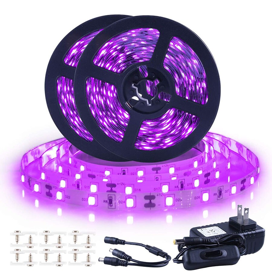 10M 20M LED UV 블랙 라이트 스트립 키트 유연한 UV LED 스트립 라이트 리본 블랙 라이트 비 방수 댄스 파티 무대 장식